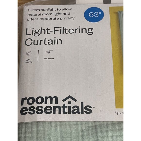 Room Essentials Light Filtering Curtain Panel Aqua Crinkle Gauze 42x63 ONE PANEL - Picture 3 of 6